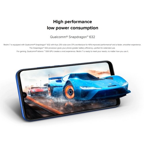 Xiaomi Redmi 7 Handy 4 GB RAM 64 GB ROM Snapdragon 632 Octa Core 12 MP 6,26 Zoll HD + 4000 mAh Akku Dual SIM Triple Card Slot Face ID entsperrt Smartphone