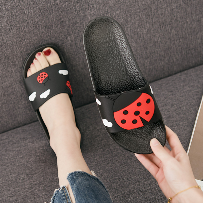 Sweet Cartoon Ladybug Flower Slippers