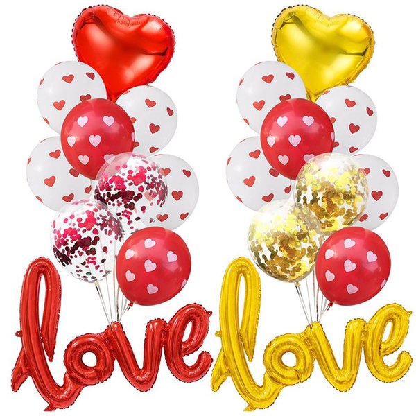 Party Decoration LOVE Letter Balloons Heart Latex Balloon Valentines Day Wedding Birthday Globos Event Supplies