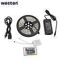 WOSTON Waterproof 5M 300x5050 SMD RGB LED Strip Light with 24-Button Remote Controller and AC Adapter Set (100-240V)