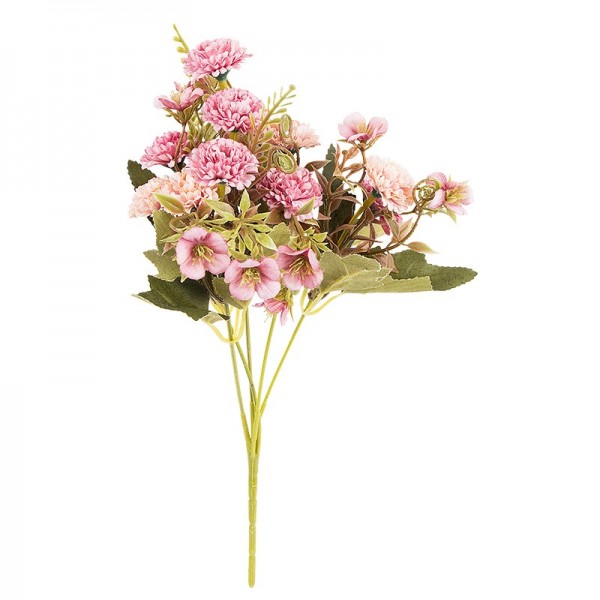 Blütenbusch, Mini-Hortensien, 28cm hoch, 10 große Blüten Ø 3cm, Rosatöne