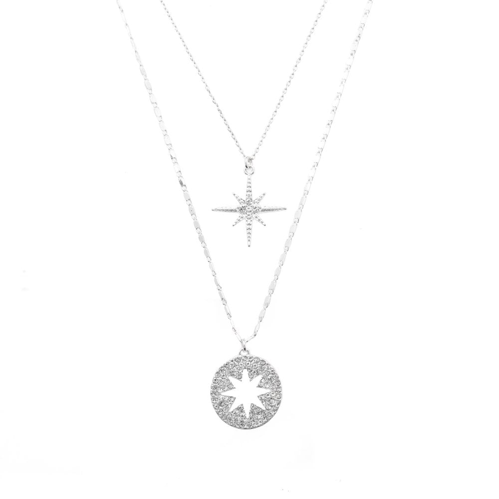 Silver Star Double Row Necklace - Gift Boxed