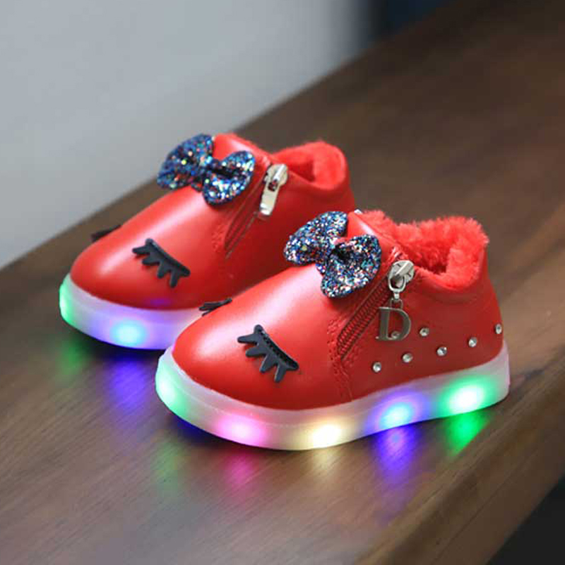 Cute Bow and Rhinestone Decor LED Board Shoes for Toddler Girl and Girl