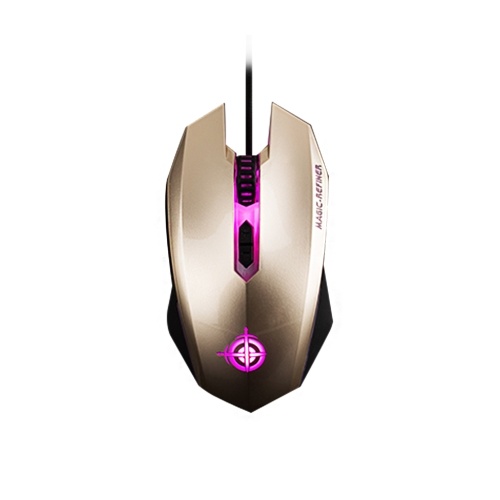 MAGIC-REFINER MG5 USB Gaming Maus Spielmäuse LED Atemlicht 2000DPI Einstellbar für PC Laptop (Golden)