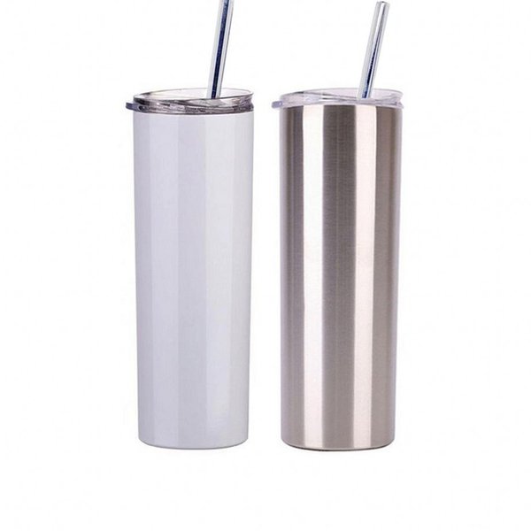US Stock 20 oz Sublimation Blank Tumbler DIY Straight Stainless Steel Cup Double Wall Car Cups Coffee Beer Mug