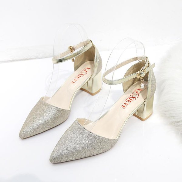 Dress Shoes Spring Summer Women Thick With Shallow Colorblock Pointed Toe Pumps High Heels Comfortable Single U22-83