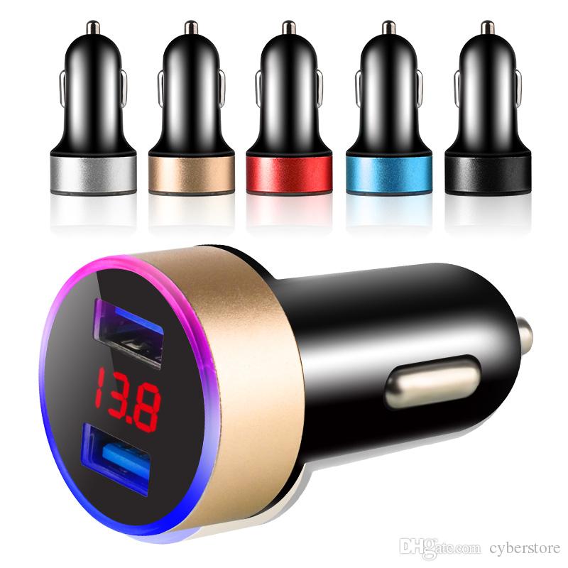 Car Charger Micro USB Adapter Dual USB Ports LED Display Voltage Detector 3.1A Quick Charge for iPhone X 9 Samsung S9 iPad