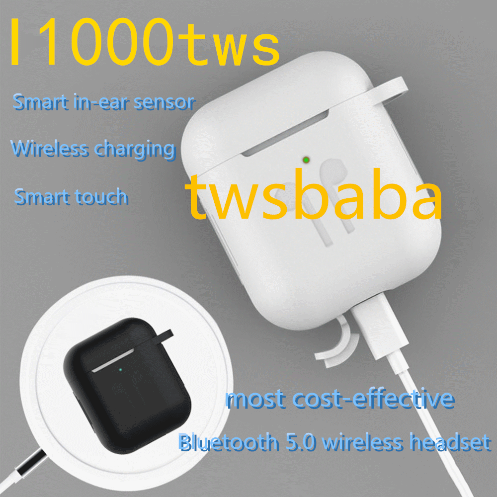 i1000 tws H1 Chip Wireless Bluetooth headsets 6D super bass Tap control pk w1 chip for iPhone PK i100 i500 i600 i800