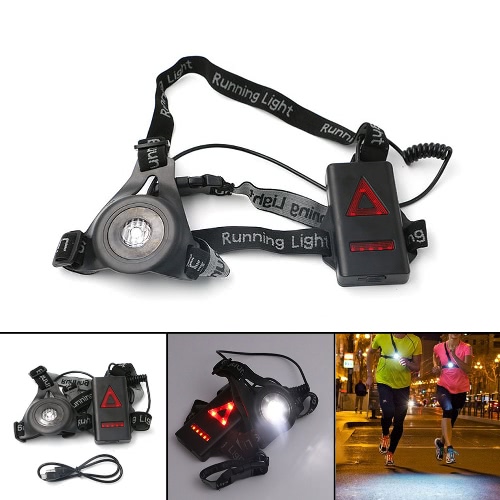 LED Chest Running Light 3 Modes Rechargeable 800LM for Hunting Jogging Hiking Outdoor Sports