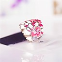 Europe Fan Crystal Mosaic Metal Flower Small Diamond Ring(1pcs)