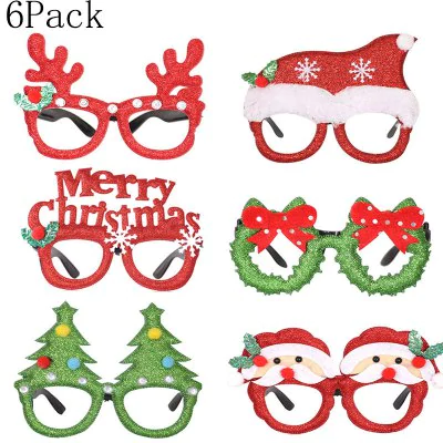 6Pack Christmas Decorations Toys Santa Claus Snowman Antler Glasses Christmas Decorative Glasses