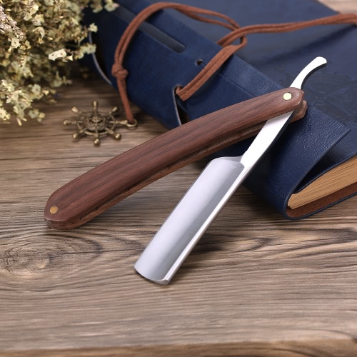 Straight Edge Barber Razor Folding Shaving Knife Stainless Steel Blade Hair Shaver Male Shaving Tool Wooden Handle
