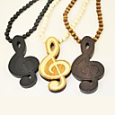 Musical Note Pattern Wood Necklace