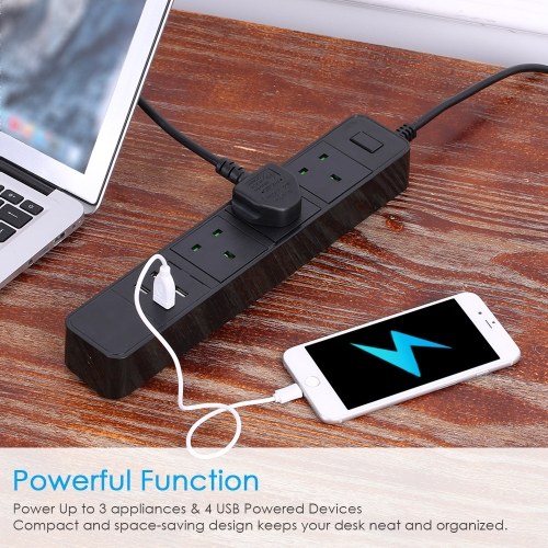 Power Strip With 3AC Interface and 4 USB Charging Port