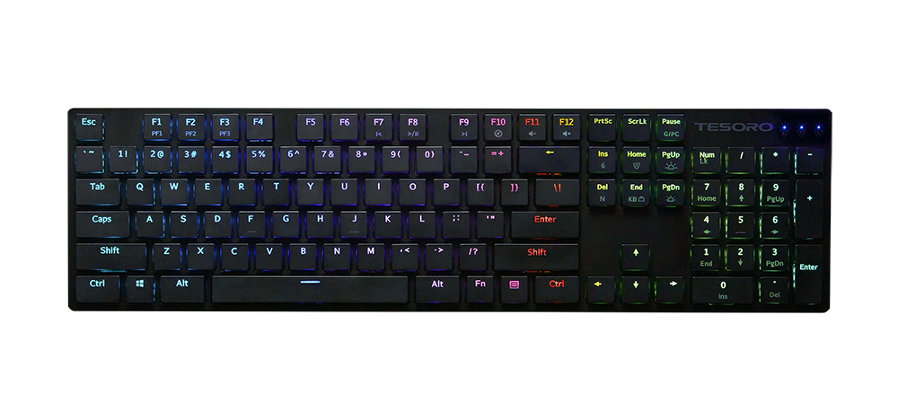 Tesoro Gram XS - Gaming Tastatur - Optical Blue/Red - low profile - Black (TS-G12ULP Black)