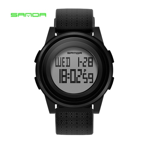 SANDA 337 Ultra-thin 9mm Sport Watch Men Electronic LED Digital Wrist Watches Waterproof Clock Calendar Watch for Male