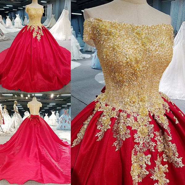 Ebullient Red Bateau Satin Applique Beads Ball Gown Wedding Dresses Bridal Dresses Events Dresses Custom Size 6 8 10 12 W307156