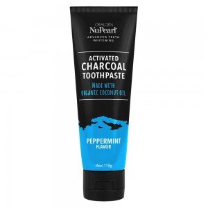 NuPearl Activated Charcoal Toothpaste - Peppermint - With Organic Coconut Oil