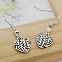 Vintage (Heart) Silver Alloy Drop Earrings(Silver)(1 Pair)