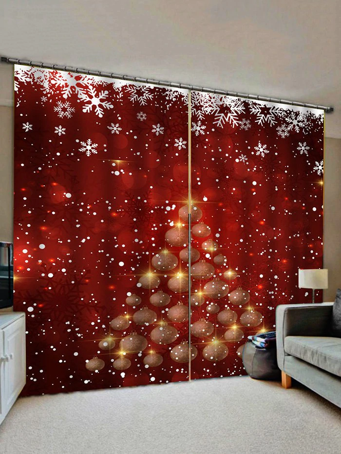 Christmas Snowflake Tree Pattern Window Curtains