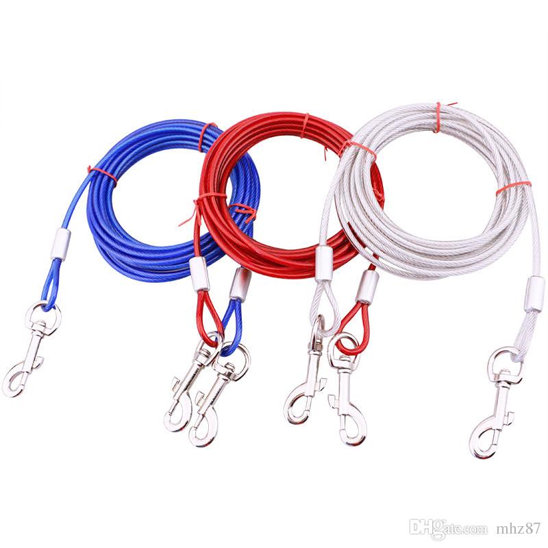 3M/5M/10M Steel Wire Dogs Double Leashes Anti-bite Non-Tangle Pet Outdoor Picnic Camping Walking Belt Strap Lead Leash 3 Colors