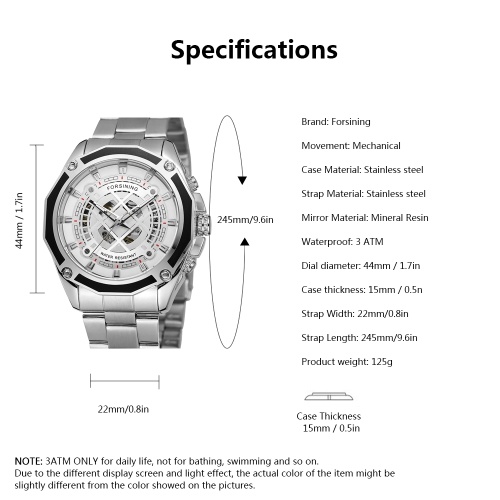 Forsining A1030 Top Marque Mécanique Automatique Hommes D'affaires Montre Squelette Montre De Luxe De Luxe De Mode Militaire En Acier Inoxydable Montre avec Boîte-Cadeau