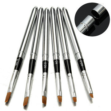 6Pcs Acrylic Detachable UV Gel  Flat Nail Brushes Manicure Pen