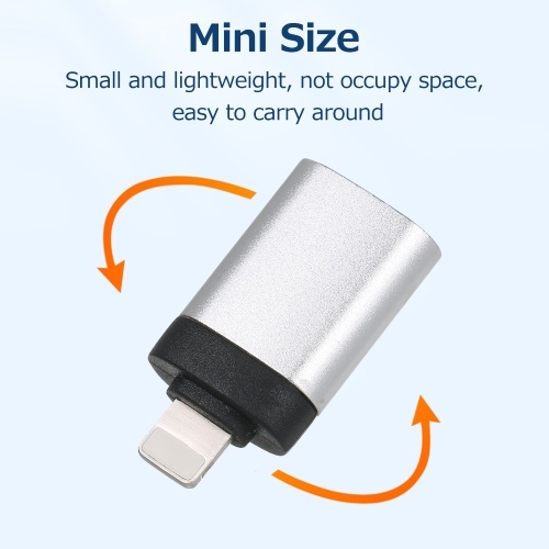 Adaptateur OTG Adaptateur USB 2.0 portable Mini taille Matériau en alliage d'aluminium Plug and Play Compatibilité étendue pour les appareils iOS Noir