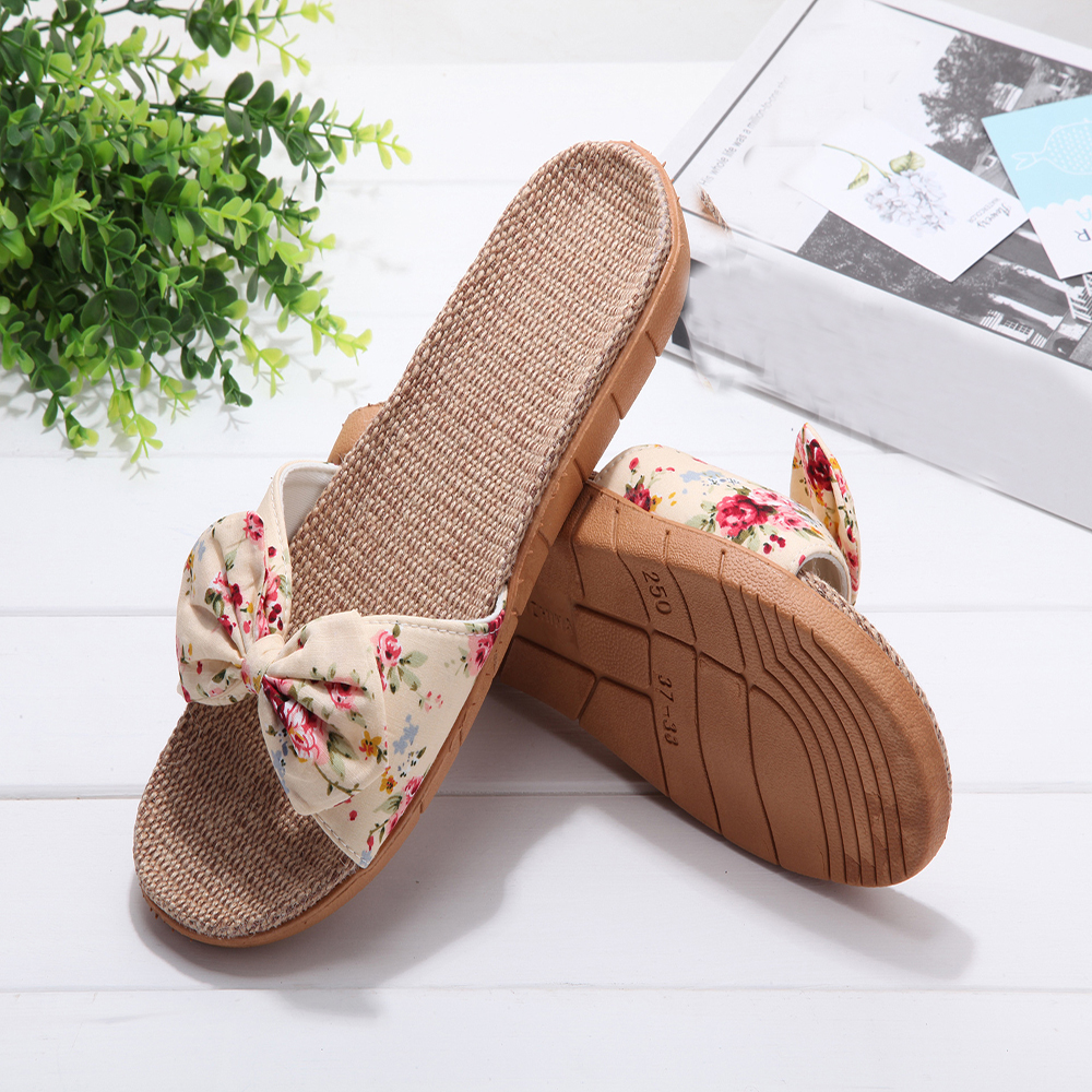 Casual Flower Print Home Slippers
