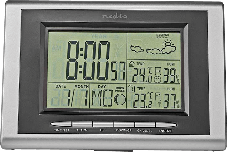 Nedis WEST202GY Digitale Wetterstation Schwarz - Silber (WEST202GY)