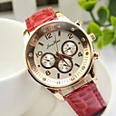 Women's Round Diamante Dial Leather Band Quartz Fashion Watch(Assorted Colors)