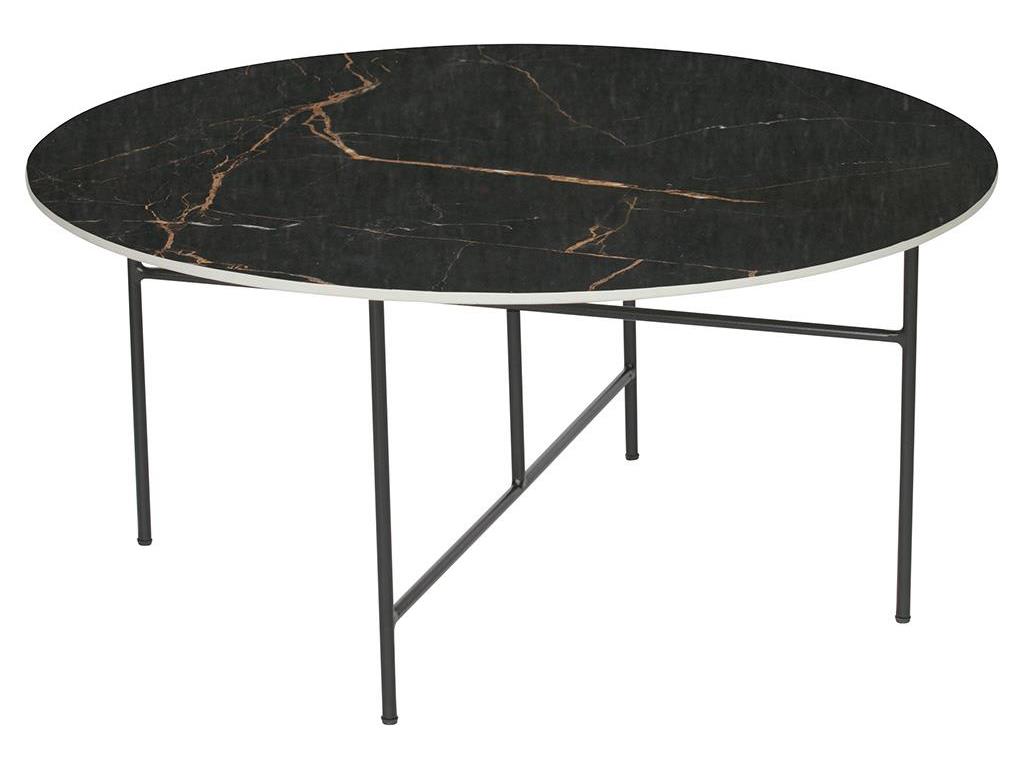Woood Vida Couchtisch mit Porzellan Platte Schwarz ø 80 cm