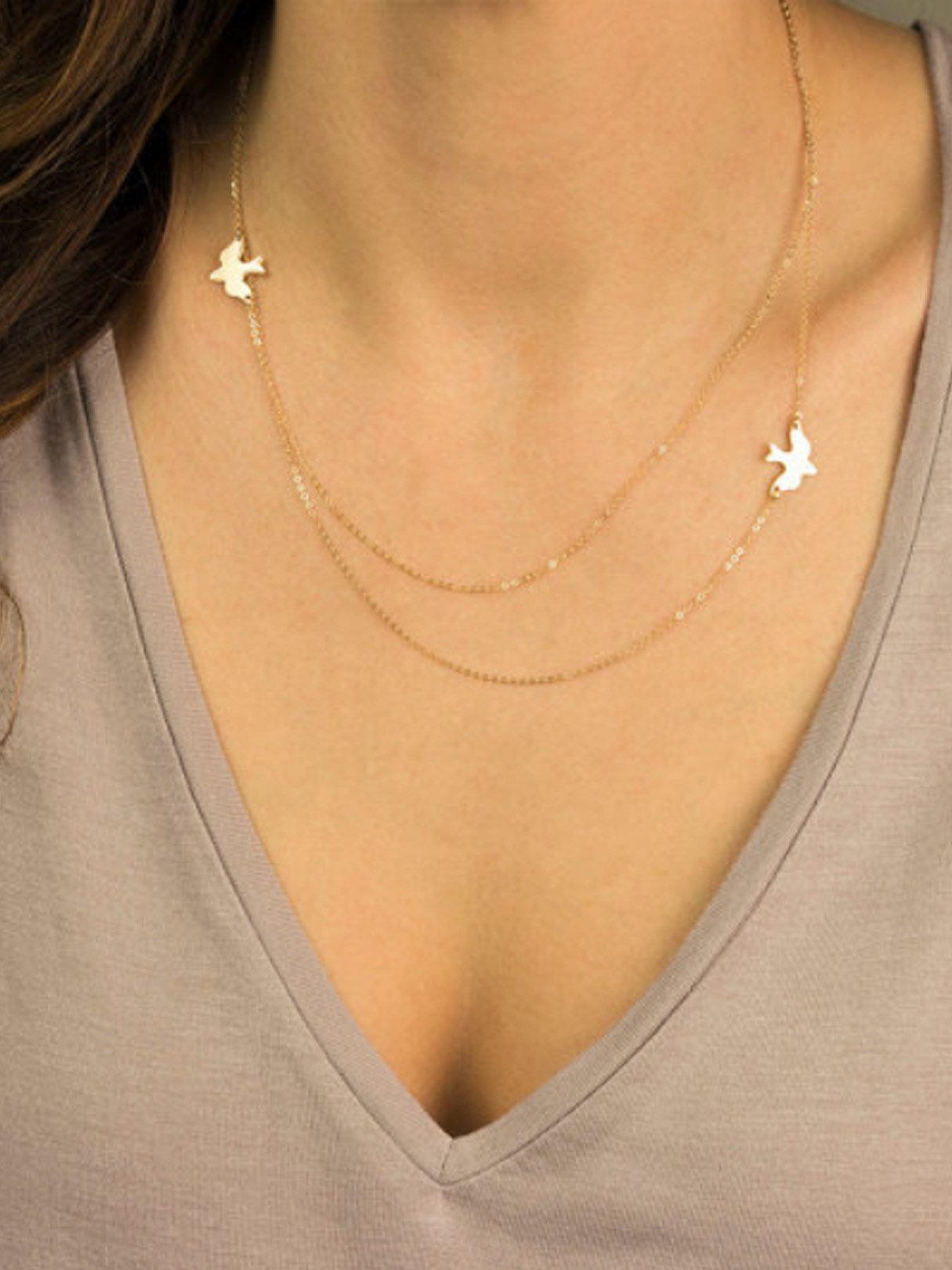 Gold Color Bird Shape Metal Clavicle Necklace