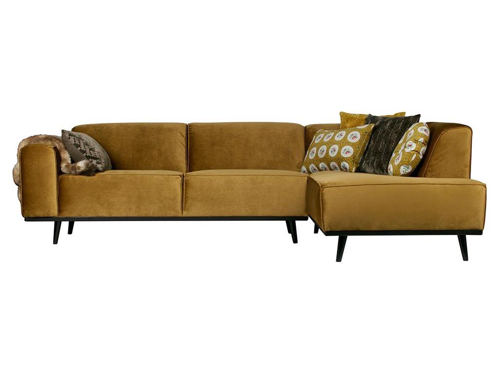 BePureHome Statement Eckcouch Rechts Velvet Honiggelb