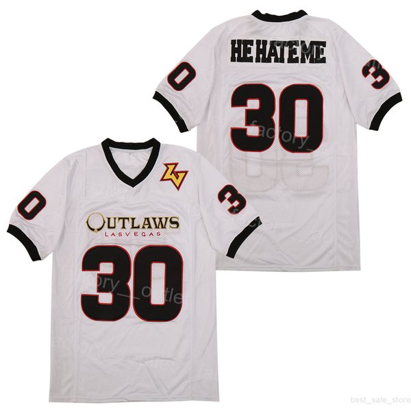 Movie Football Road Smart 30 He Hate Me Jersey XFL Las Vegas Outlaws College Hip Hop Team Color White University Embroidery Breathable For Sport Fans Stitched HipHop