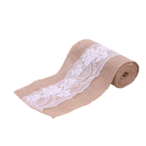 Vintage Jute Burlaps With Lace Roll for Wedding Decoration in Table Runner Party Chair Sashes Home Decoration