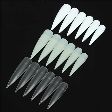 DANCIGNAIL 12 Pcs Salon False Nail Patch Pointed Sticker 3 Colors