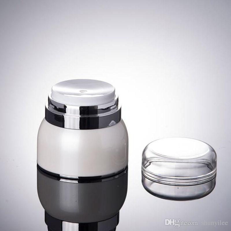 Cosmetic Packing Bottles Pearl White Airless Cream Jar 30G 50G Airless Lotion Pump Bottle fast shipping F20171870