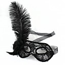 Plastic Black Ostrich Feathers Party Masks