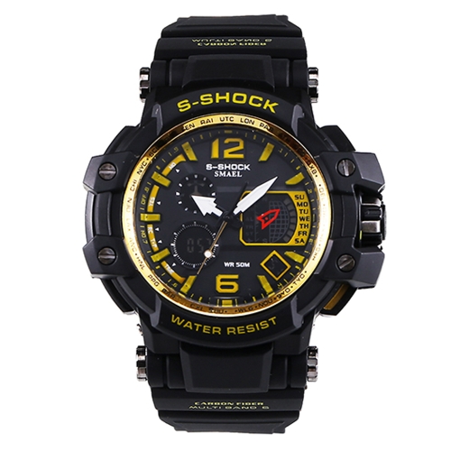 Männer stilvolle Sport-Multifunktions-elektronische wasserdichte Uhr Doppelanzeige Armbanduhren