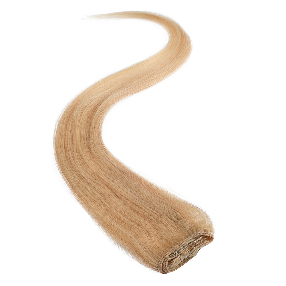 wildest dreams clip in single weft human hair extension 18 inch - 22 sunkissed blonde