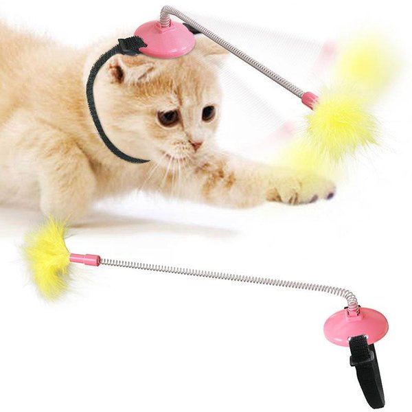 Cat Toys 2Pcs Collar Funny Toy Feather Teaser Stick Interesting Automatic Foot Interactive Kitten