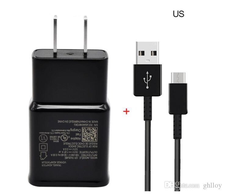 S8 S8 Plus Adaptive Fast Charging home Wall Charger 5V 2.0A 9V 1.67A+1.2m Type C Qucik Charging Data Sync Cable line For Samsung 50 Set Kit