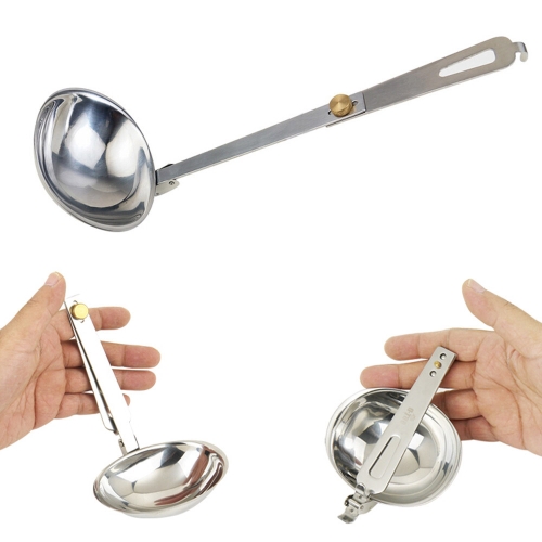 Outdoor Traveling Stainless Steel Folding Spoon Soup Ladle Cooking Portable Utensils Tableware Spoon