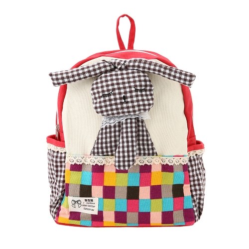 Kids School Bags Backpack Canvas Cute Cartoon Rabbit Children Kindergarten Primary Schoolbags Rose