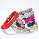 Pu Glossy Leather Fashion Collar with Heart Charms  for Dogs and Pets(assorted colours ,size)