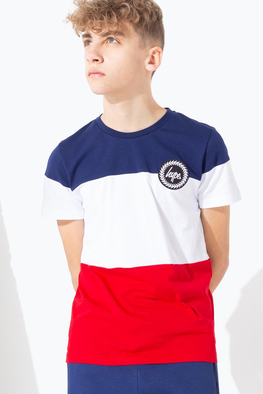 Hype Gb Sport Tri Colour Block Kids Multi T-Shirt | Size 7/8Y