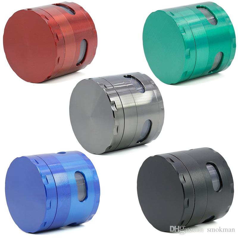 Sharpstone Herb Grider 4parts 55/63mm Zinc Alloy Transparten Side Window Chamfer Herb Griders OEM LOGO