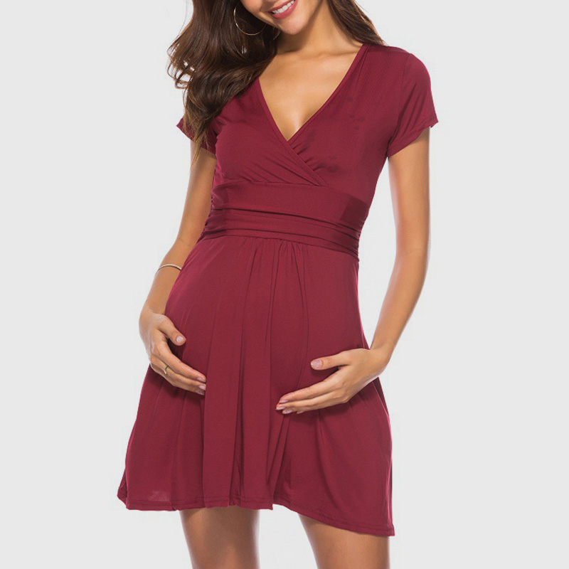 Fashionable Short-sleeve Maternity Dress