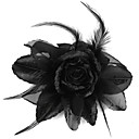 Black Rose-Shaped Feather Brooch/Hairpins Black (1Pc)